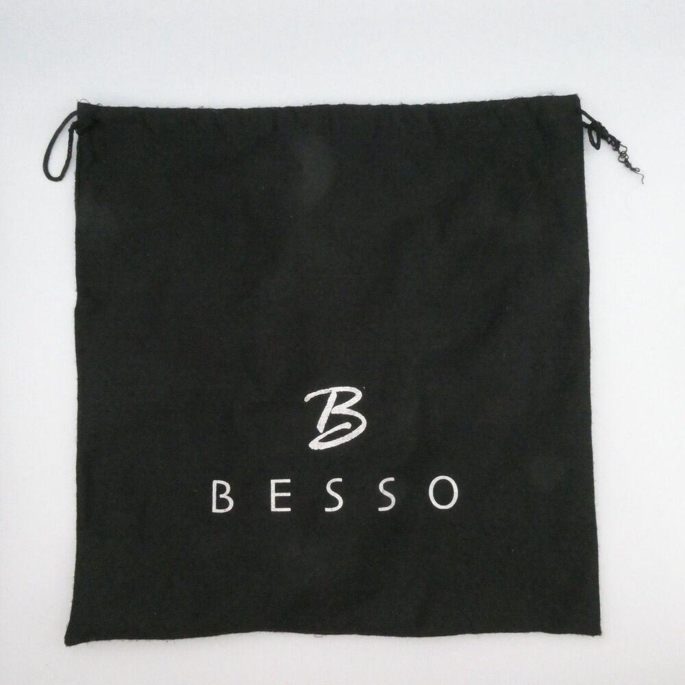 Besso Black Dust Bag 15.5x15.8 Drawstring Storage Pouch Silver Logo